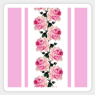 Pink vintage roses and stripes Sticker